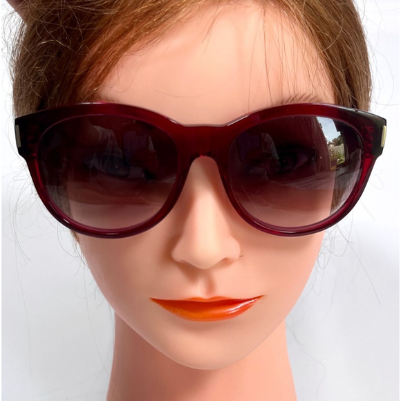 Saint Laurent Paris Burgundy Red Oval Sunglasses SL67 - Picture 1 of 8